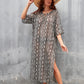 Women's V-Neck Snake Print Beach Kaftan Cover Up with Side Split