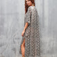 Women's V-Neck Snake Print Beach Kaftan Cover Up with Side Split