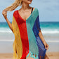 V-Neck Crochet Tassel Coverups - Women's Swimwear