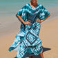 Colorful Print Plus Size Swimsuit Cover Up - V-Neck Kaftans