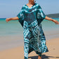 Colorful Print Plus Size Swimsuit Cover Up - V-Neck Kaftans