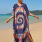 Colorful Print Plus Size Swimsuit Cover Up - V-Neck Kaftans