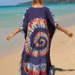 Colorful Print Plus Size Swimsuit Cover Up - V-Neck Kaftans