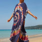 Colorful Print Plus Size Swimsuit Cover Up - V-Neck Kaftans