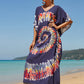 Colorful Print Plus Size Swimsuit Cover Up - V-Neck Kaftans