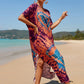 Colorful Print Plus Size Swimsuit Cover Up - V-Neck Kaftans