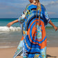 Colorful Print Plus Size Swimsuit Cover Up - V-Neck Kaftans