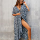 Blue Floral Print Chiffon Beach Kimono for Women's Swim Cover Up