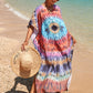 Colorful Print Plus Size Swimsuit Cover Up - V-Neck Kaftans