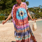 Colorful Print Plus Size Swimsuit Cover Up - V-Neck Kaftans