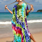 Colorful Print Plus Size Swimsuit Cover Up - V-Neck Kaftans