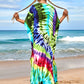 Colorful Print Plus Size Swimsuit Cover Up - V-Neck Kaftans