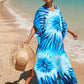 Colorful Print Plus Size Swimsuit Cover Up - V-Neck Kaftans