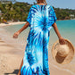 Colorful Print Plus Size Swimsuit Cover Up - V-Neck Kaftans