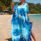 Colorful Print Plus Size Swimsuit Cover Up - V-Neck Kaftans