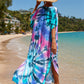 Colorful Print Plus Size Swimsuit Cover Up - V-Neck Kaftans