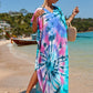 Colorful Print Plus Size Swimsuit Cover Up - V-Neck Kaftans