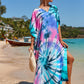 Colorful Print Plus Size Swimsuit Cover Up - V-Neck Kaftans