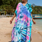 Colorful Print Plus Size Swimsuit Cover Up - V-Neck Kaftans