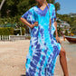 Colorful Print Plus Size Swimsuit Cover Up - V-Neck Kaftans