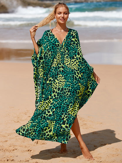 Plus Size Zebra Print Beach Caftan Dress