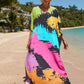 Colorful Print Plus Size Swimsuit Cover Up - V-Neck Kaftans