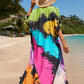 Colorful Print Plus Size Swimsuit Cover Up - V-Neck Kaftans