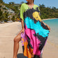 Colorful Print Plus Size Swimsuit Cover Up - V-Neck Kaftans