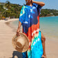 Colorful Print Plus Size Swimsuit Cover Up - V-Neck Kaftans