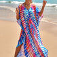 Colorful Print Plus Size Swimsuit Cover Up - V-Neck Kaftans