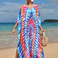 Colorful Print Plus Size Swimsuit Cover Up - V-Neck Kaftans