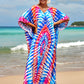 Colorful Print Plus Size Swimsuit Cover Up - V-Neck Kaftans