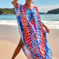 Colorful Print Plus Size Swimsuit Cover Up - V-Neck Kaftans