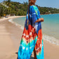 Colorful Print Plus Size Swimsuit Cover Up - V-Neck Kaftans