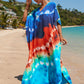 Colorful Print Plus Size Swimsuit Cover Up - V-Neck Kaftans