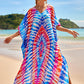 Colorful Print Plus Size Swimsuit Cover Up - V-Neck Kaftans