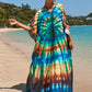 Colorful Print Plus Size Swimsuit Cover Up - V-Neck Kaftans