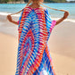 Colorful Print Plus Size Swimsuit Cover Up - V-Neck Kaftans