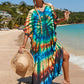 Colorful Print Plus Size Swimsuit Cover Up - V-Neck Kaftans