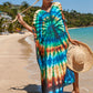 Colorful Print Plus Size Swimsuit Cover Up - V-Neck Kaftans