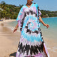 Colorful Print Plus Size Swimsuit Cover Up - V-Neck Kaftans