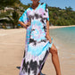 Colorful Print Plus Size Swimsuit Cover Up - V-Neck Kaftans