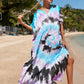 Colorful Print Plus Size Swimsuit Cover Up - V-Neck Kaftans