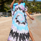 Colorful Print Plus Size Swimsuit Cover Up - V-Neck Kaftans