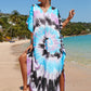 Colorful Print Plus Size Swimsuit Cover Up - V-Neck Kaftans