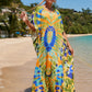 Colorful Print Plus Size Swimsuit Cover Up - V-Neck Kaftans