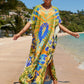 Colorful Print Plus Size Swimsuit Cover Up - V-Neck Kaftans