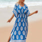 V-Neck Plus Size Caftan Swimsuit Cover Up with Side Split