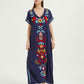 Embroidered V-Neck Swimsuit Cover Up Short Sleeve Beach Kaftan