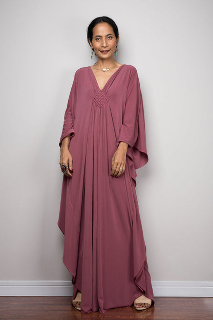 V-Neck Batwing Sleeve Plus Size Beach Caftan